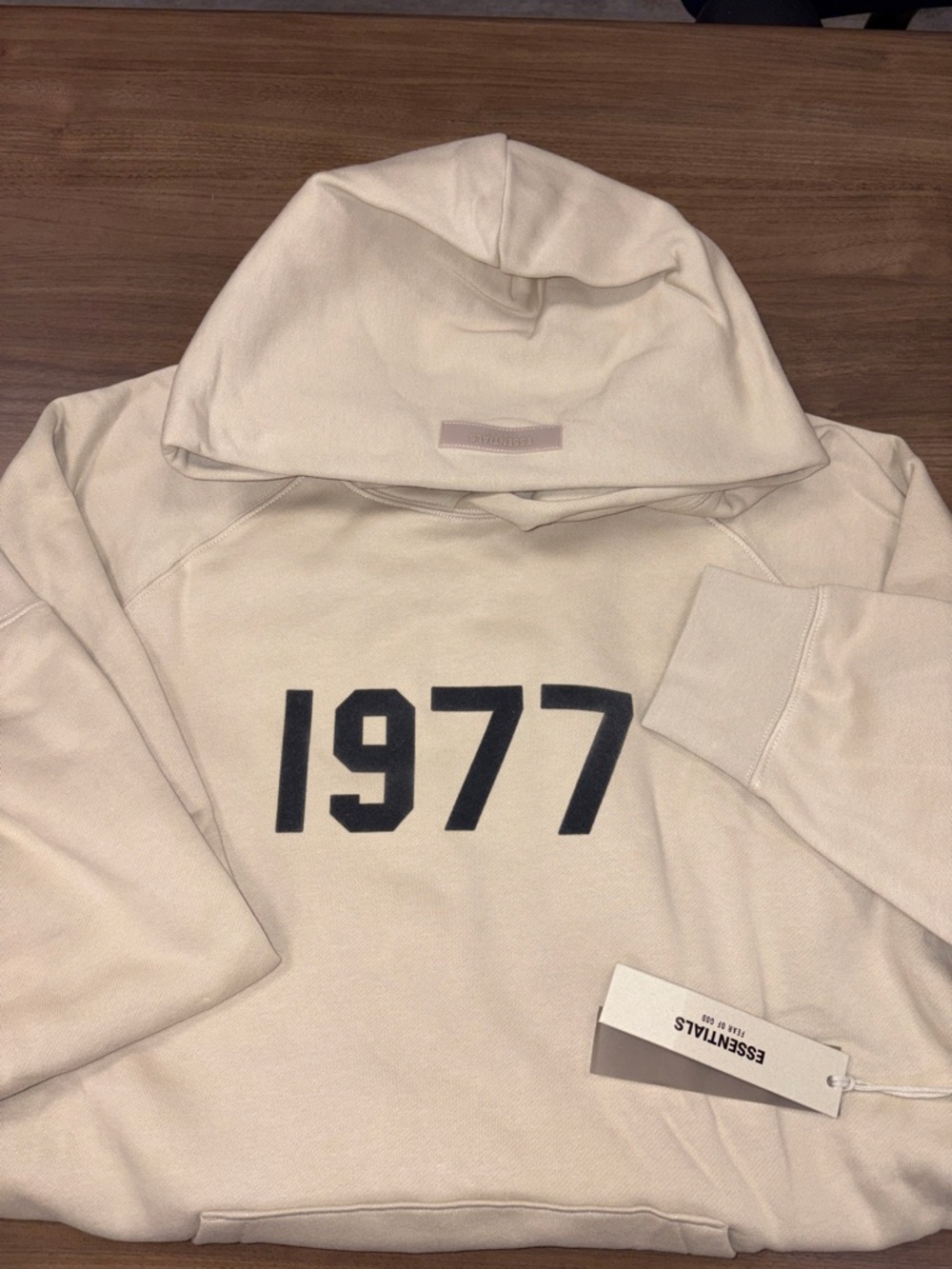 Essentials Wheat Hoodie with Black 1977 Print